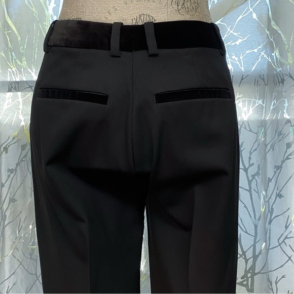 THE KOOPLES BLACK VELVET TRIM WAISTBAND SLIM FIT LIGHTWEIGHT WOOL DRESS PANTS - Picture 5 of 13